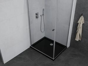 Mexen Pretoria cabină de duș cu balamale 70 x 80 cm, Transparent, Crom + cadă pentru duș Flat, Neagră - 852-070-080-01-00-4070