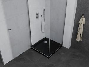 Mexen Pretoria cabină de duș cu balamale 70 x 70 cm, Transparent, Crom + cadă pentru duș Flat, Neagră - 852-070-070-01-00-4070