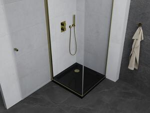 Mexen Pretoria cabină de duș cu balamale 70 x 70 cm, Transparent, aurie + cadă pentru duș Flat, Neagră - 852-070-070-50-00-4070G