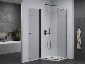 Mexen Pretoria cabină de duș cu balamale 70 x 70 cm, Transparent, Neagră + cadă pentru duș Flat - 852-070-070-70-00-4010B