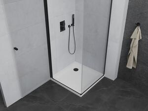 Mexen Pretoria cabină de duș cu balamale 70 x 70 cm, Transparent, Neagră + cadă pentru duș Flat - 852-070-070-70-00-4010B