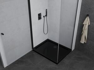 Mexen Pretoria cabină de duș cu balamale 70 x 80 cm, Transparent, Neagră + cadă pentru duș Flat, Neagră - 852-070-080-70-00-4070