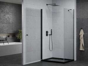 Mexen Pretoria cabină de duș cu balamale 70 x 80 cm, Transparent, Neagră + cadă pentru duș Flat, Neagră - 852-070-080-70-00-4070