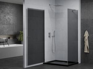 Mexen Pretoria cabină de duș cu balamale 70 x 80 cm, grafit, Crom + cadă pentru duș Flat, Neagră - 852-070-080-01-40-4070