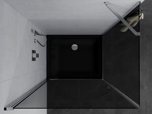 Mexen Pretoria cabină de duș cu balamale 70 x 80 cm, grafit, Crom + cadă pentru duș Flat, Neagră - 852-070-080-01-40-4070