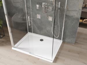 Mexen Omega cabină de duș extensibilă cu 3 pereți 100 x 80 cm, Transparent, Crom + cadă pentru duș Flat - 825-100-080-01-00-3s-4