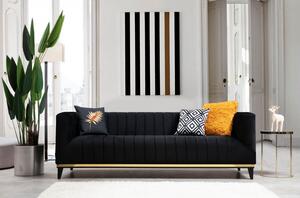 Canapea Tapitata Moderna cu Ornament Auriuiu Bellino - Black 222 X