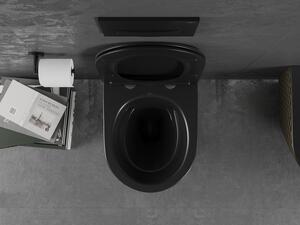 Mexen Lena vas de toaletă Rimless cu capac slim cu închidere lentă, duroplast, Neagră/aurie model tip carouri - 30224079