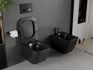 Mexen Madox vas de toaletă Rimless cu capac slim cu închidere lentă, duroplast, Negru mat - 30154070