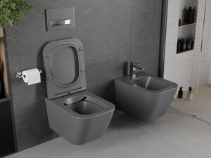 Mexen Madox vas de toaletă Rimless cu capac slim cu închidere lentă, duroplast, Gri deschis mat - 30154061