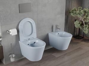 Mexen Rico vas de toaletă Rimless cu capac slim cu închidere lentă, duroplast, Gri albastru mat - 30724069
