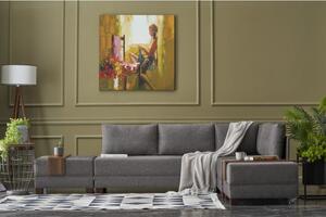 Canapea Tip Coltar cu Taburet Fly Corner Sofa Bed Right- Brown
