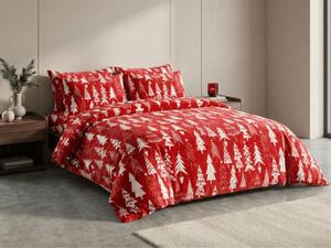 Lenjerie microplus CHRISTMAS TREES rosie Dimensiunile lenjeriei: 2 buc 70 x 90 cm | 200 x 220 cm