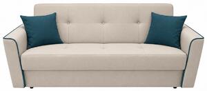 Canapea VERA extensibila, 3 locuri, lada de depozitare, stofa bej + petrol, 225x90x90 Bej, Stofa