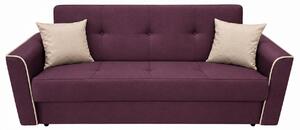 Canapea VERA extensibila, 3 locuri, lada de depozitare, stofa mov pruna + bej 225x90x90 Mov, Stofa