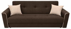 Canapea VERA extensibila, 3 locuri, lada de depozitare, stofa maro + bej deschis, 225x90x90 Maro, Stofa