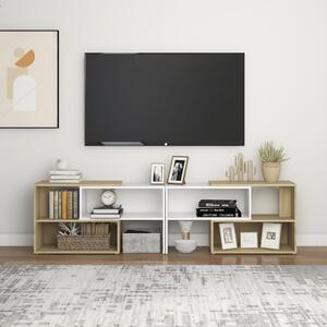 Comodă TV, alb și stejar sonoma, 149x30x52 cm, PAL