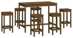 Set mobilier de bar, 7 piese, maro miere, lemn masiv de pin