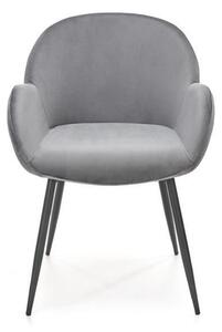Scaun K480, stofa catifelata gri, 59x59x79 cm