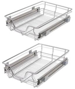 Coșuri din sârmă retractabile, 2 buc., argintiu, 400 mm