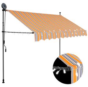 Copertină retractabilă manual cu LED, galben & albastru, 300 cm