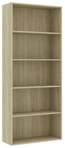 Bibliotecă 5 rafturi stejar sonoma 80x30x189 cm, lemn prelucrat