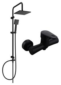 Set de duș Mexen Tord cu duș cu efect de ploaie și robinet de duș Kama, negru mat, 72540200-70