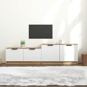 Comodă TV, alb și stejar sonoma, 158,5x36x45 cm, lemn prelucrat