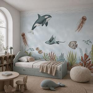 Tapet Creaturi marine printre corali și alge marine, Fototapet Marea, w05545 : Uwalls.ro