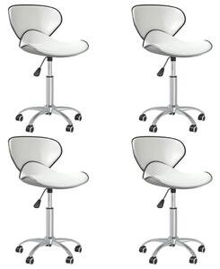 Scaune de bucătărie pivotante, 4 buc., alb, piele ecologică
