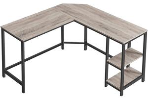Masă pentru computer, masă de colț în formă de L, Birou, gri, 138 x 138 x 75 cm | VASAGLE