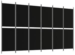 Paravan de cameră cu 6 panouri, negru, 300 x 180 cm, textil