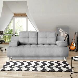 Canapea extensibila OSLO, stofa catifelata gri - Element 24, cu lada d