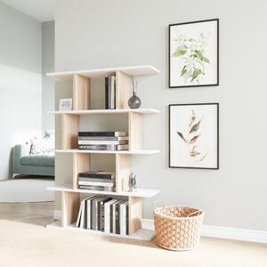 Bibliotecă albă/cu aspect de lemn de stejar 90x127 cm Harmon – Kalune Design