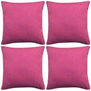 Huse de pernă cu aspect de pânză, 80 x 80 cm, roz, 4 buc