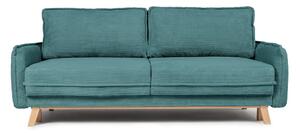 Canapea turcoaz extensibilă cu tapițerie din catifea reiată 218 cm Tori – Bonami Selection
