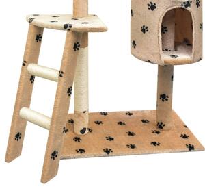 Ansamblu pisici cu funie de sisal, 125 cm, imprimeu lăbuțe, bej