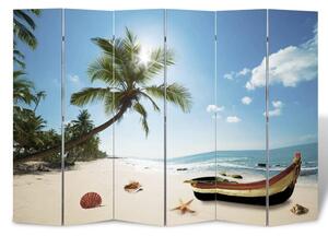 Paravan de cameră pliabil, 217 x 170 cm, plajă