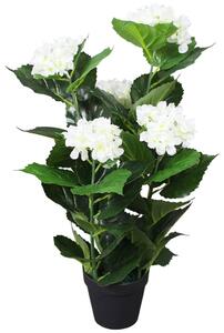 Plantă artificială Hydrangea cu ghiveci, 60 cm, alb