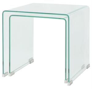 Set de masă din sticlă securit transparentă, stivuibil, 2 piese