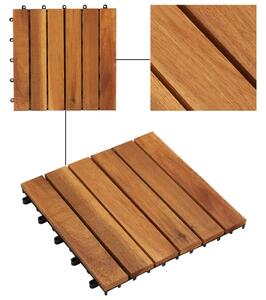 Set dale din lemn de salcâm cu model vertical 30 x 30 cm, 30 buc