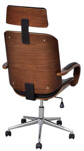 Scaun de birou rotativ, tetieră piele ecologică și lemn curbat