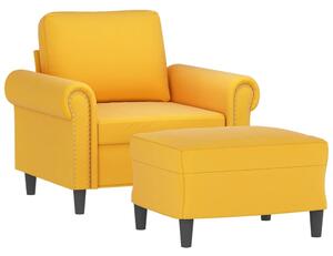 Fotoliu canapea cu taburet, galben deschis, 60 cm, catifea