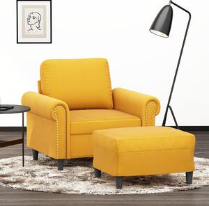 Fotoliu canapea cu taburet, galben deschis, 60 cm, catifea