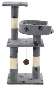 Ansamblu pisici cu funie de sisal, 65 cm, imprimeu lăbuțe, gri
