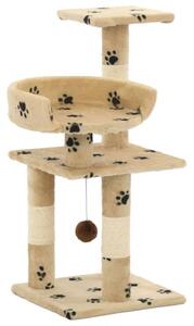 Ansamblu pisici cu funie sisal, 65 cm, imprimeu lăbuțe, bej