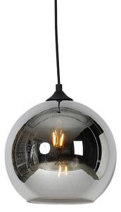 Lampă de suspendare inteligentă neagră cu sticlă fumurie inclusiv WiFi A60 - Wallace