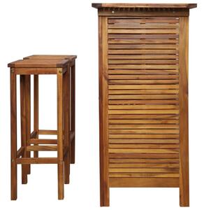 Set masă și scaune de bar, 3 buc., lemn masiv de salcâm