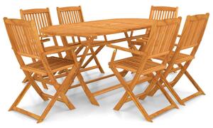 Set mobilier de exterior pliabil, 7 piese, lemn masiv de acacia
