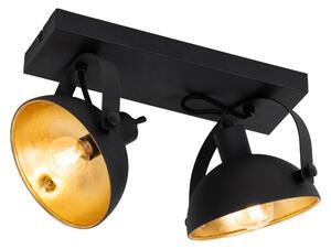 Plafoniera industrială neagră cu auriu reglabil cu 2 lumini - Magnax